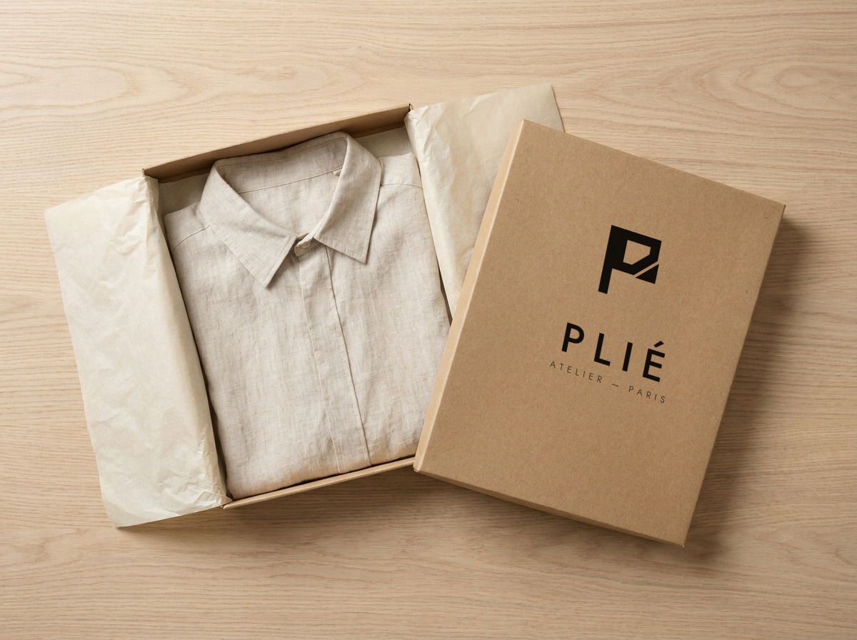 PLIÉ on a garment box
